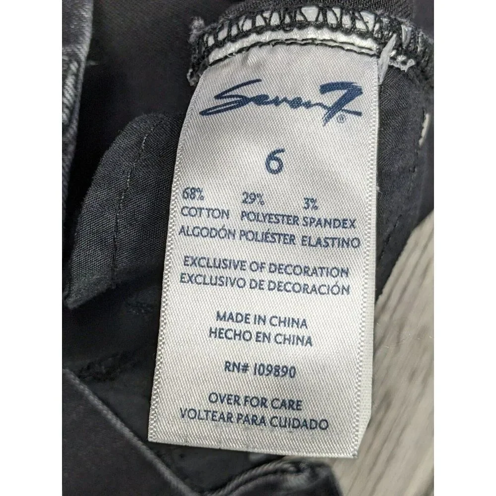 Seven 7 Womens Size 6 Embroidered Pockets Black Denim‎ Jeans